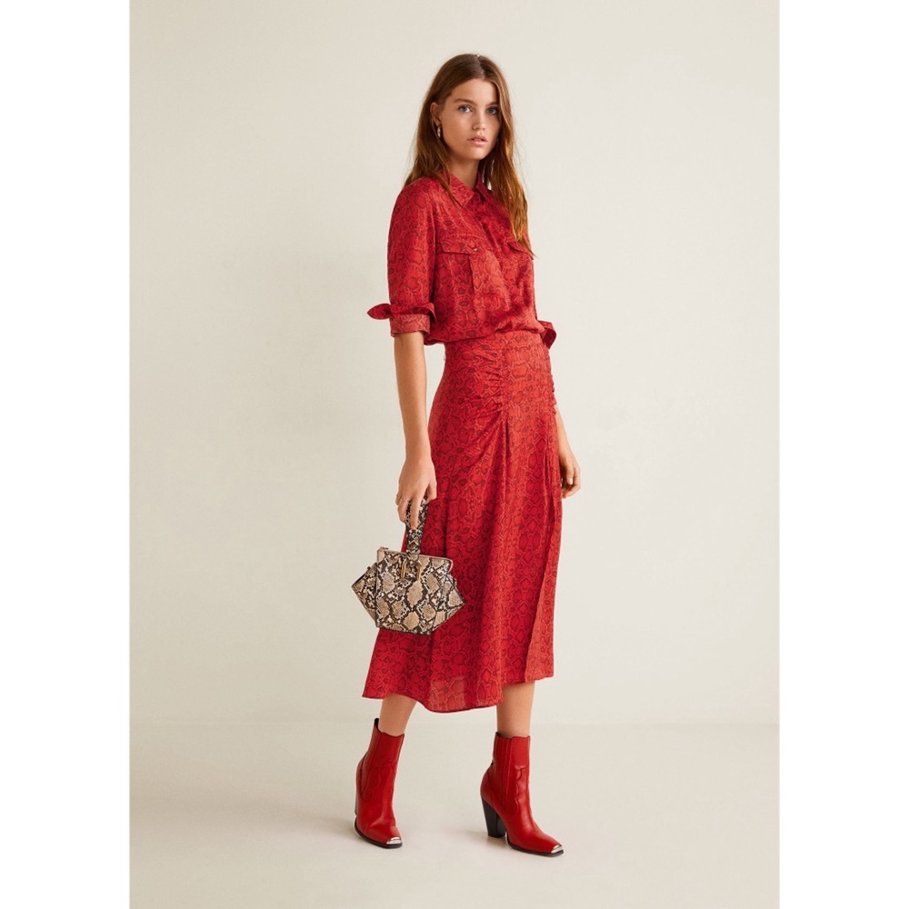 Mango Red Snake Print Skirt, size Small
